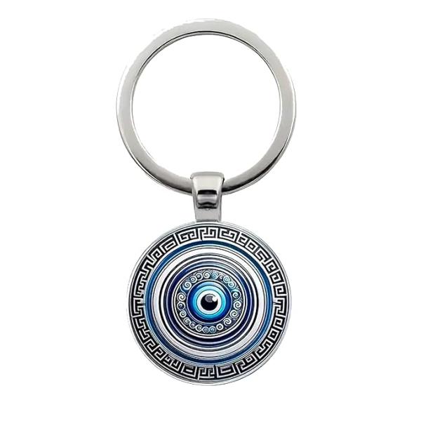 Glass Evil Eye Keychain – Decorative Protection Keychain for Keys
